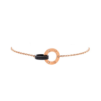 Cartier Love 3 Diamonds Interlocking Bracelet 18K Rose Gold with Ceramic and Diamonds