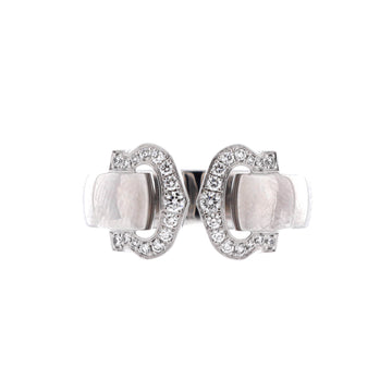 Cartier Vintage C de Cartier Ring 18K White Gold with Diamonds