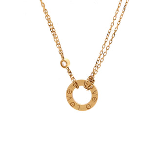 Cartier 2 Diamonds Love Pendant Necklace 18K Yellow Gold and Diamonds