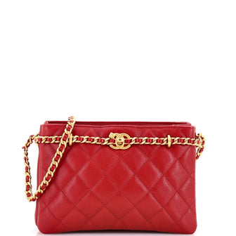 Chanel CC Camellia Shopping Chain Tote Quilted Caviar Small