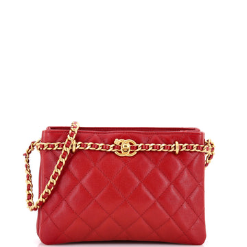 Chanel CC Camellia Shopping Chain Tote Quilted Caviar Small