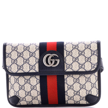 Gucci Ophidia Flap Belt Bag GG Coated Canvas with Leather