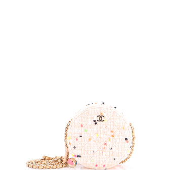 Chanel Charm Round Clutch with Chain Quilted Tweed