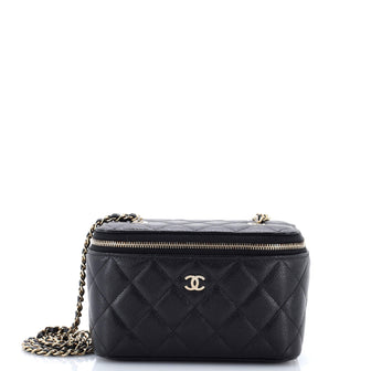 Chanel Classic Vanity Case with Chain Quilted Caviar Small