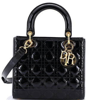 Christian Dior Lady Dior Bag Cannage Quilt Patent Medium