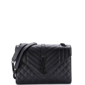 Saint Laurent Classic Monogram Envelope Satchel Mixed Matelasse Leather Medium