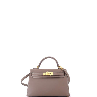 Hermes Kelly Mini II Bag Grey Epsom with Gold Hardware 20