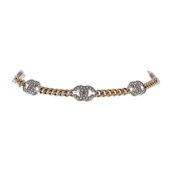 Chanel CC Link Choker Necklace Metal with Crystals