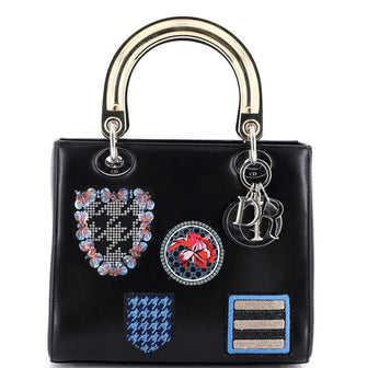 Christian Dior Lady Dior Bag Patch Embellished Leather Medium