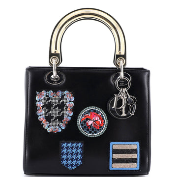 Christian Dior Lady Dior Bag Patch Embellished Leather Medium