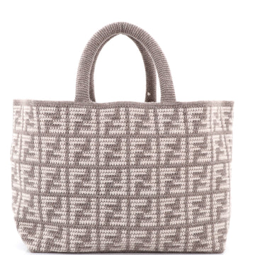 Fendi Shopper Tote Zucca Crochet Cashmere Large