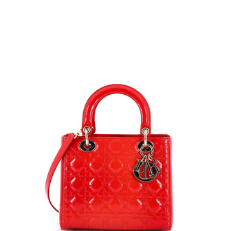 Christian Dior Lady Dior Bag Cannage Quilt Patent Medium
