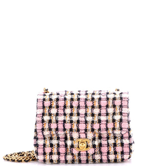 Chanel Pearl Crush Square Flap Bag Quilted Tweed Mini