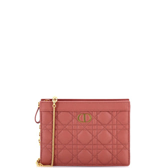 Christian Dior Caro Clutch with Chain Cannage Quilt Calfskin Small