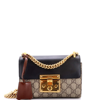 Gucci Padlock Shoulder Bag GG Coated Canvas and Leather Small