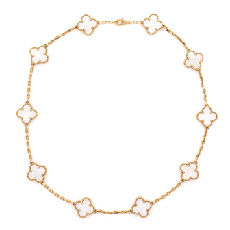 Van Cleef & Arpels Vintage Alhambra 10 Motifs Necklace 18K Yellow Gold and Mother of Pearl