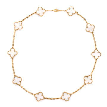 Van Cleef & Arpels Vintage Alhambra 10 Motifs Necklace 18K Yellow Gold and Mother of Pearl