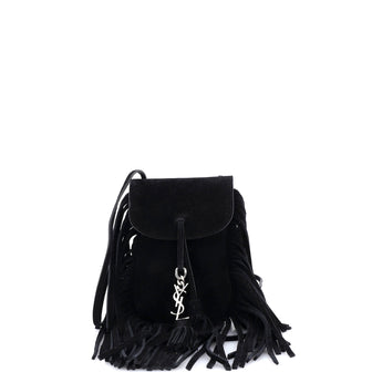 Saint Laurent Anita Flat Fringe Crossbody Bag Suede Mini