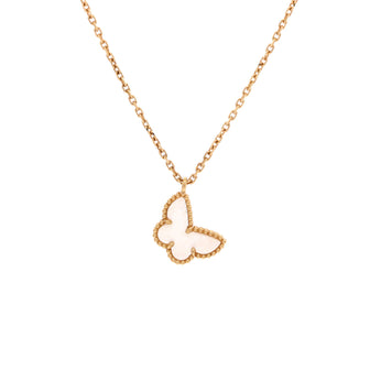 Van Cleef & Arpels Sweet Alhambra Butterfly Pendant Necklace 18K Yellow Gold and Mother of Pearl