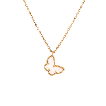 Van Cleef & Arpels Sweet Alhambra Butterfly Pendant Necklace 18K Yellow Gold and Mother of Pearl