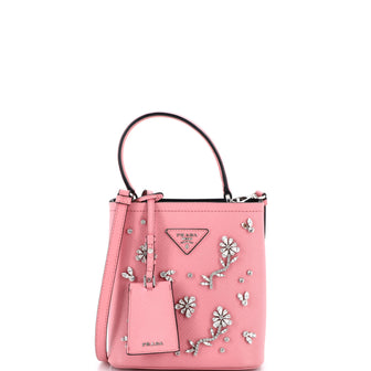 Prada Panier Bucket Bag Crystal Embellished Saffiano Leather Small