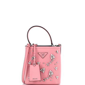 Prada Panier Bucket Bag Crystal Embellished Saffiano Leather Small