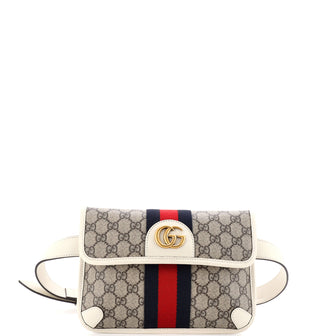 Gucci Ophidia Flap Belt Bag GG Coated Canvas with Leather