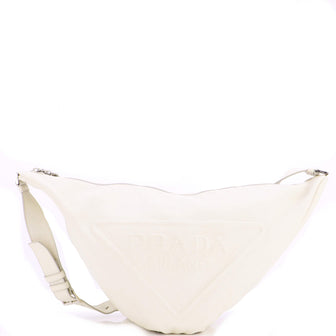 Prada Triangle Logo Zip Messenger Leather Large