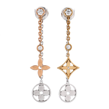 Louis Vuitton Blossom Drop Earrings 18K Tricolor Gold and Diamonds