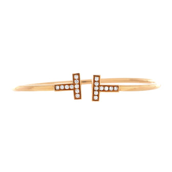 Tiffany & Co. T Wire Bracelet 18K Yellow Gold and Diamonds