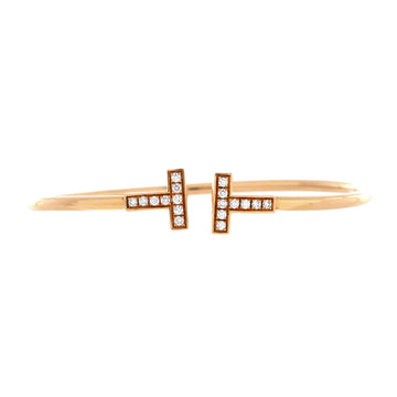 Tiffany & Co. T Wire Bracelet 18K Yellow Gold and Diamonds