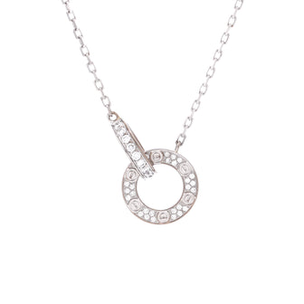 Cartier Love Interlocking Pave Necklace 18K White Gold and Diamonds