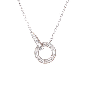 Cartier Love Interlocking Pave Necklace 18K White Gold and Diamonds