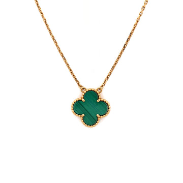 Van Cleef & Arpels Vintage Alhambra Pendant Necklace 18K Yellow Gold and Malachite