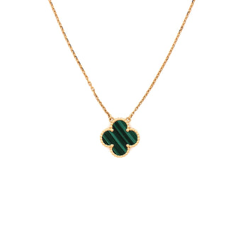 Van Cleef & Arpels Vintage Alhambra Pendant Necklace 18K Yellow Gold and Malachite