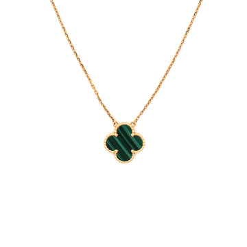 Van Cleef & Arpels Vintage Alhambra Pendant Necklace 18K Yellow Gold and Malachite