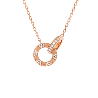 Cartier Love Interlocking Pave Necklace 18K Rose Gold and Diamonds