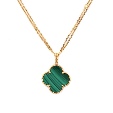 Van Cleef & Arpels Magic Alhambra Pendant Necklace 18K Yellow Gold and Malachite