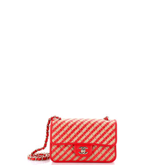 Chanel CC Flap Bag Striped Raffia and Jute Mini