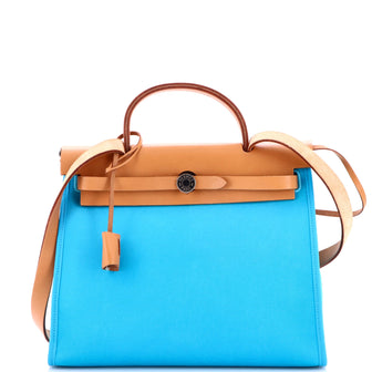Hermes Herbag Zip Verso Leather and Toile 31