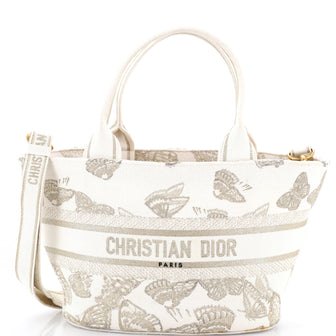 Christian Dior Panier Chapeau Bag Embroidered Canvas