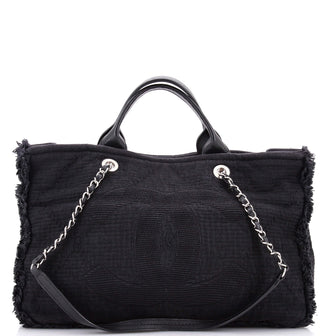 Chanel Double Face Deauville Tote Fringe Quilted Canvas Medium