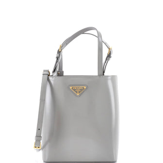 Prada Logo Convertible Tote Brushed Leather