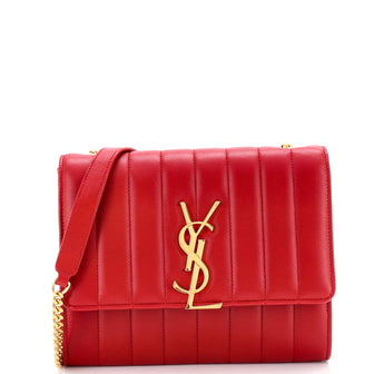Saint Laurent Vicky Crossbody Bag Vertical Quilted Leather Medium