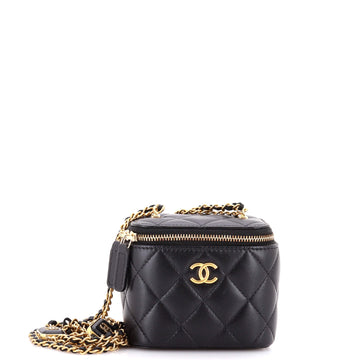 Chanel Sugar Cube Vanity Case with Chain Quilted Lambskin Mini