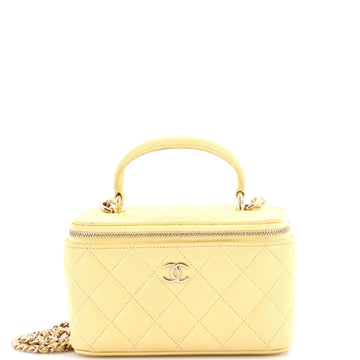 Chanel Classic Top Handle Vanity Case with Chain Quilted Lambskin Small