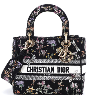 Christian Dior Lady D-Lite Bag Embroidered Canvas Medium