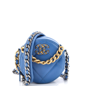 Chanel 19 Round Clutch with Chain Quilted Leather