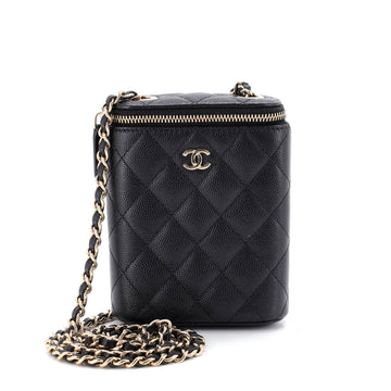 Chanel Vertical Classic Vanity Case with Chain Quilted Caviar Small