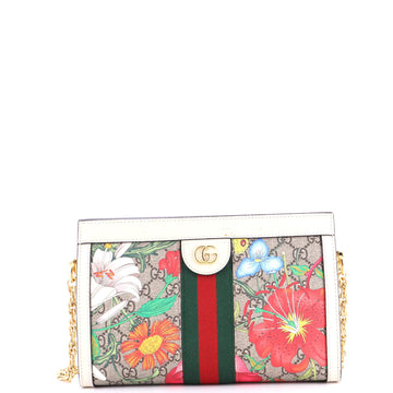 Gucci Ophidia Chain Shoulder Bag Flora GG Coated Canvas Small